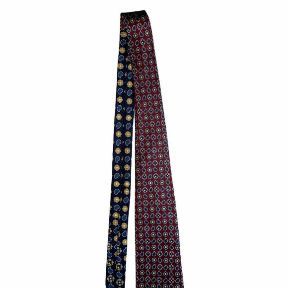Tommy Hilfiger Red Paisley Geometric Classic Silk Tie Necktie - Picture 4 of 9